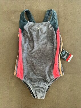Speedo Grey One-Piece Swimsuit size 8